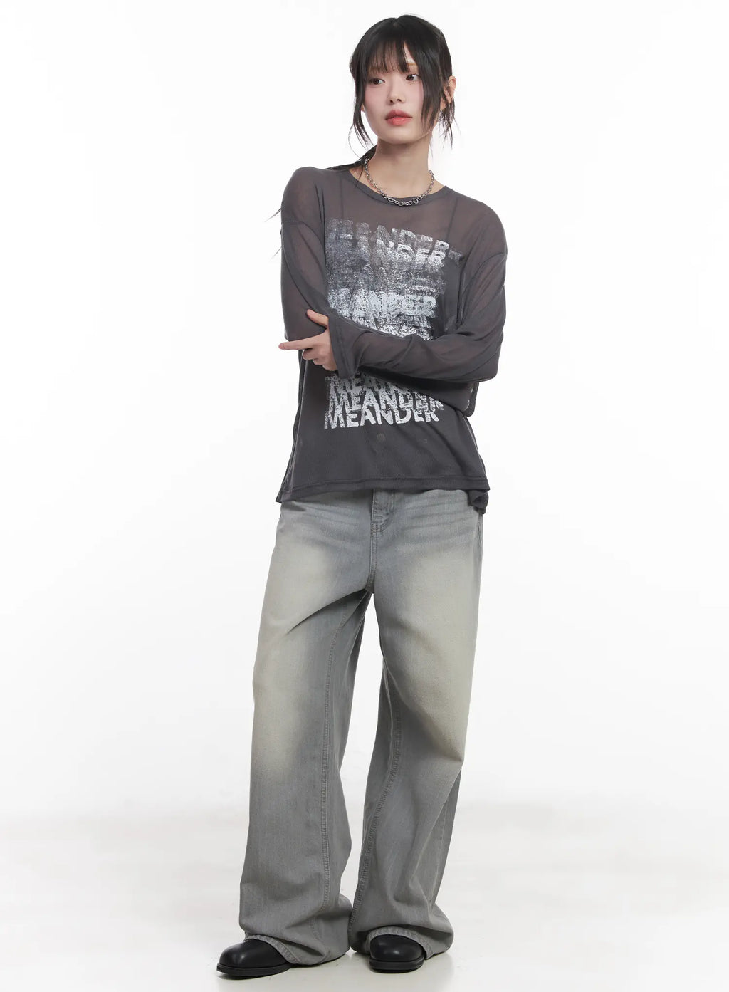 Sheer Graphic Long-Sleeve Shirt  CU520