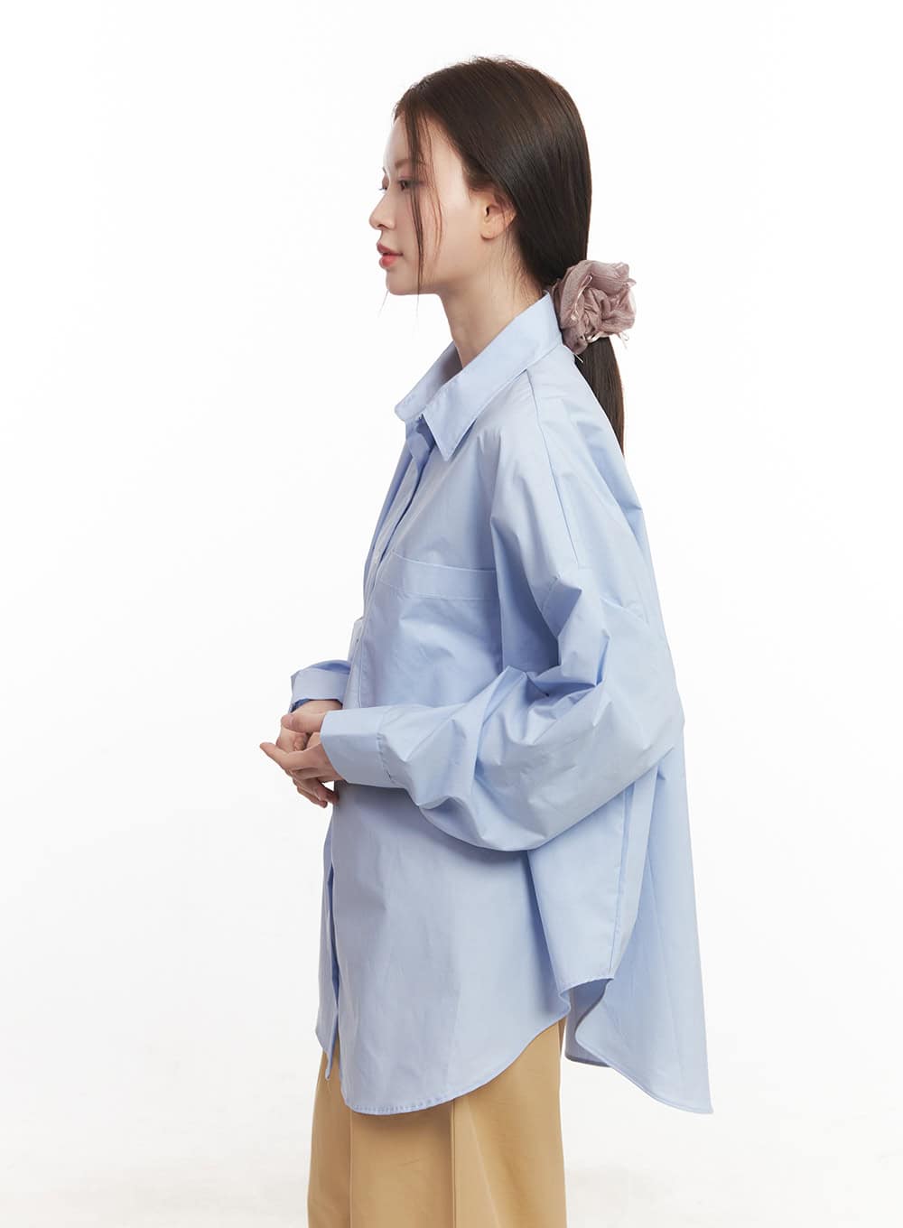 Cotton Oversized Button-Up Shirt CA502