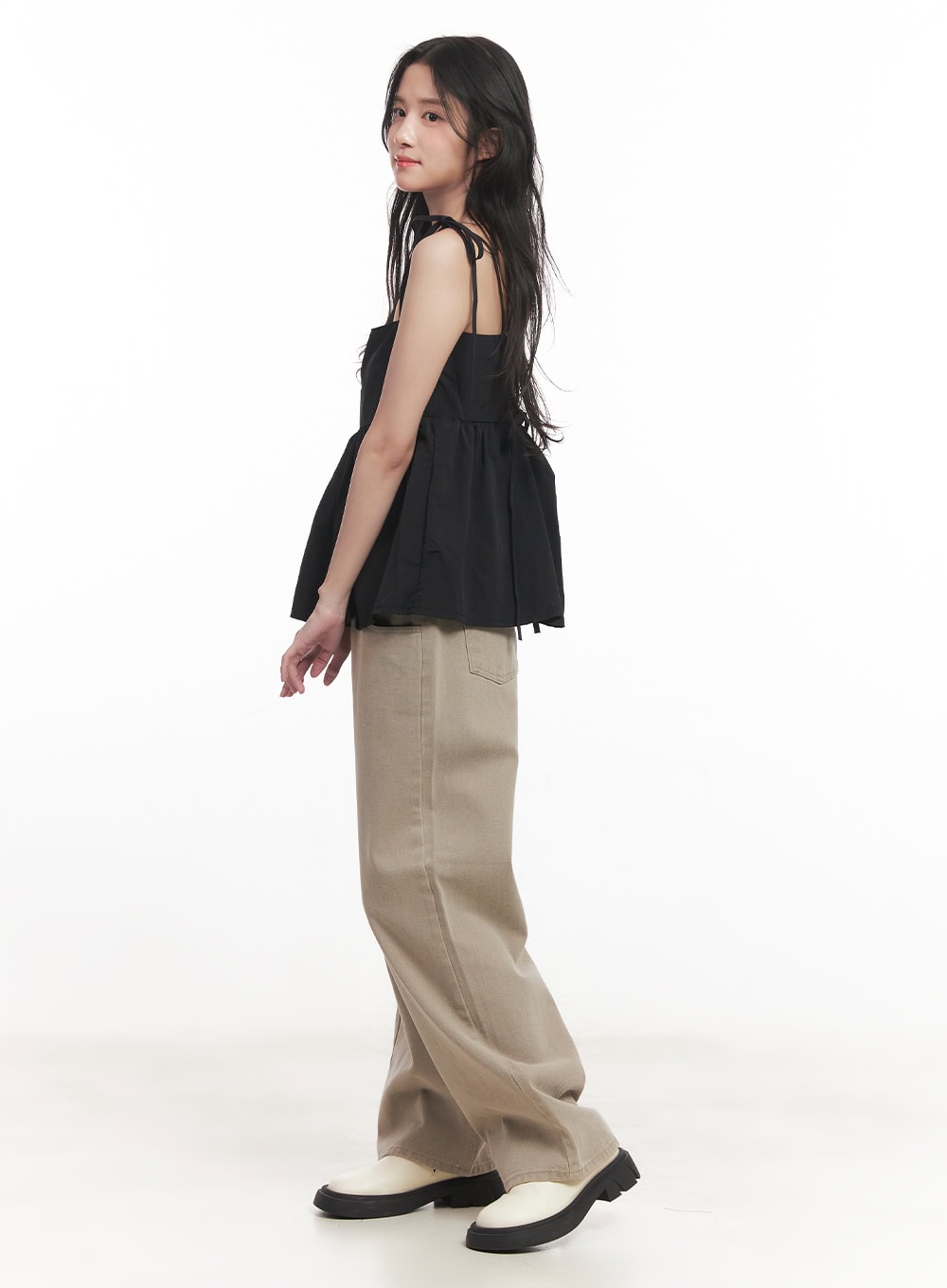 Flare Square-Neck Ribbon Cami Top CA511