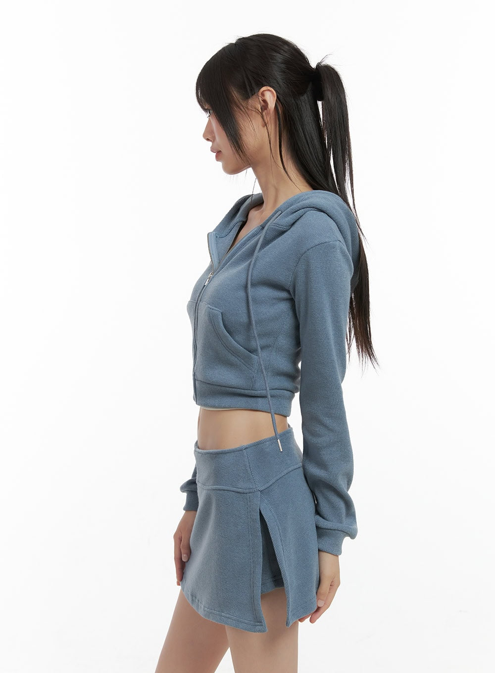 Zippered Hooded Crop Top CS410