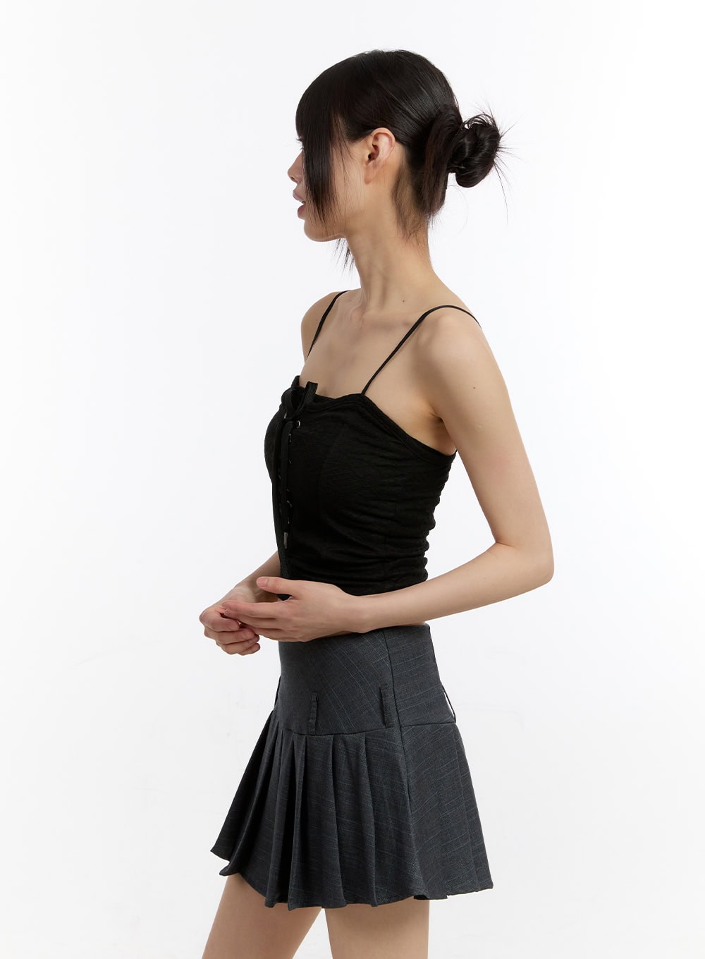 Sheer Floral Lace-Up Corset Cami Top CM513