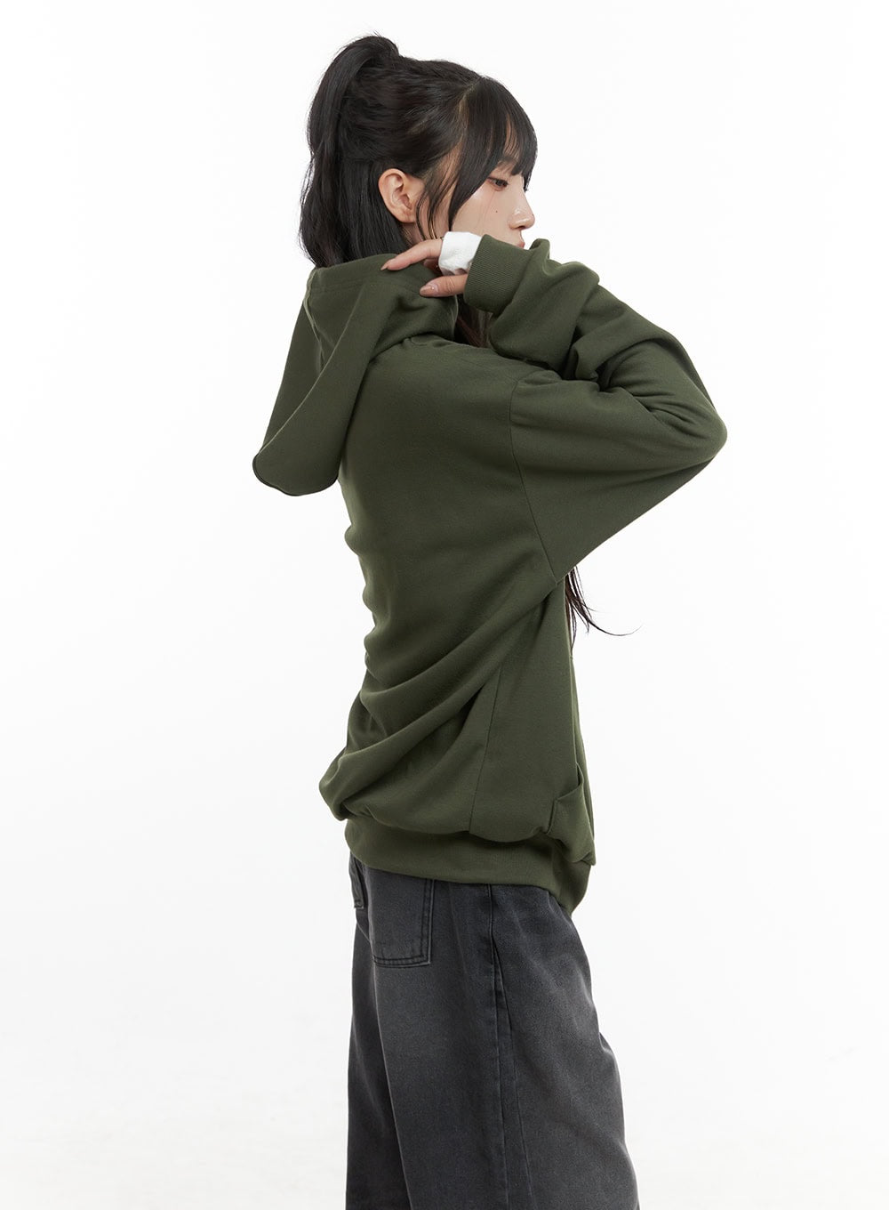 Oversized Lettering Zip-Up Sweat Hoodie CG421