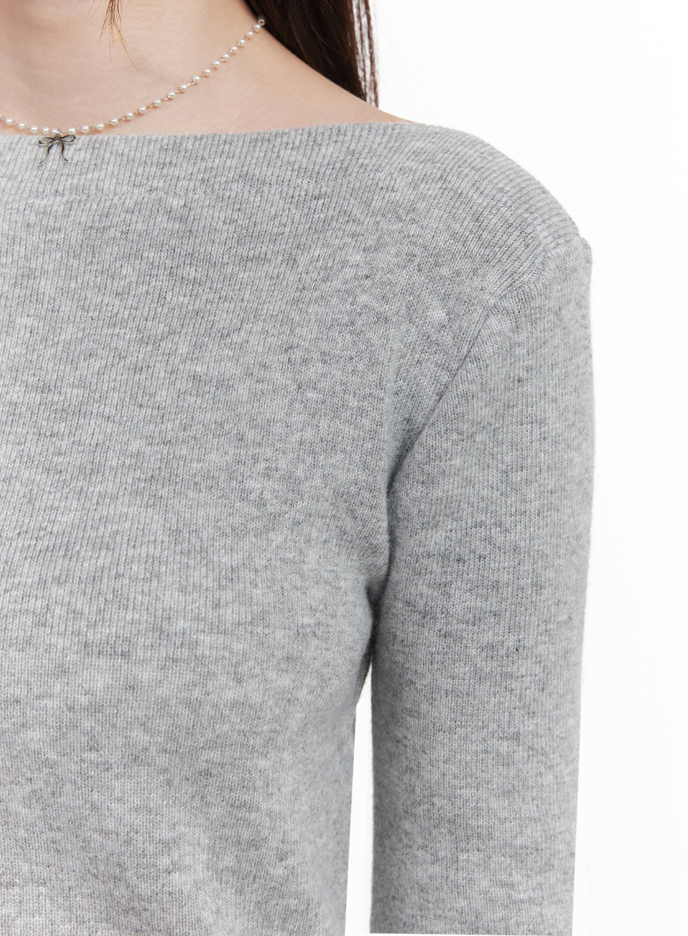 Elegant Boat-Neck Knit Sweater IJ530