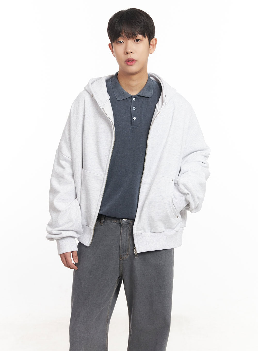 Men's Oversize Zip-Up Hooded Jacket IM527