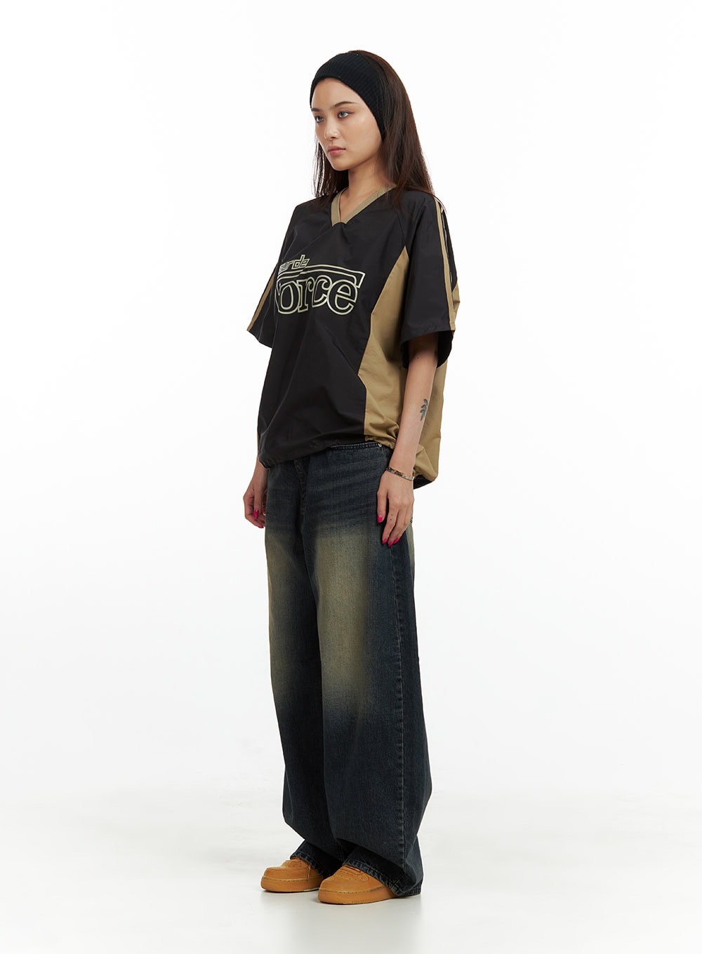 Solid Low Rise Baggy Jeans CU417