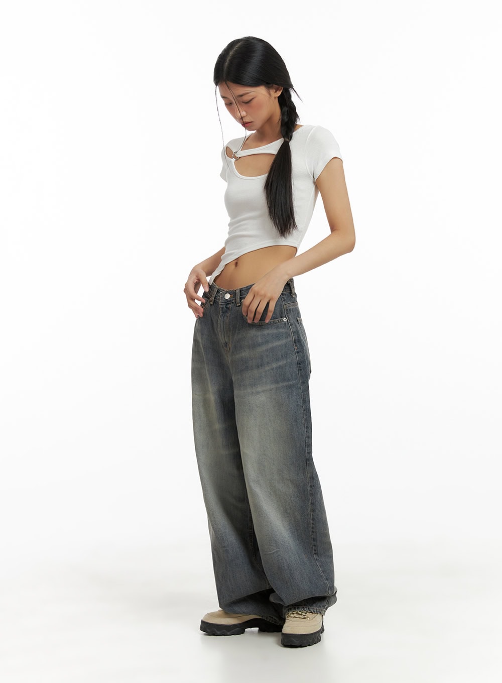 Vintage Washed Baggy Jeans CA424