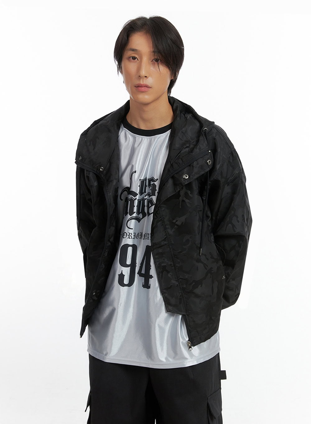 Men's Camo Zip-Up Hooded Jacket IO402