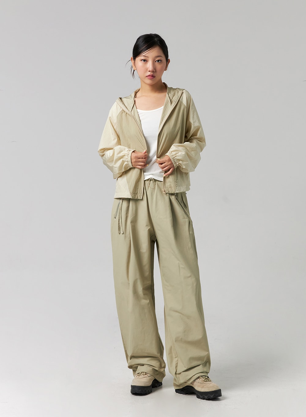 Elastic Waist Nylon Wide-Leg Pants CG329