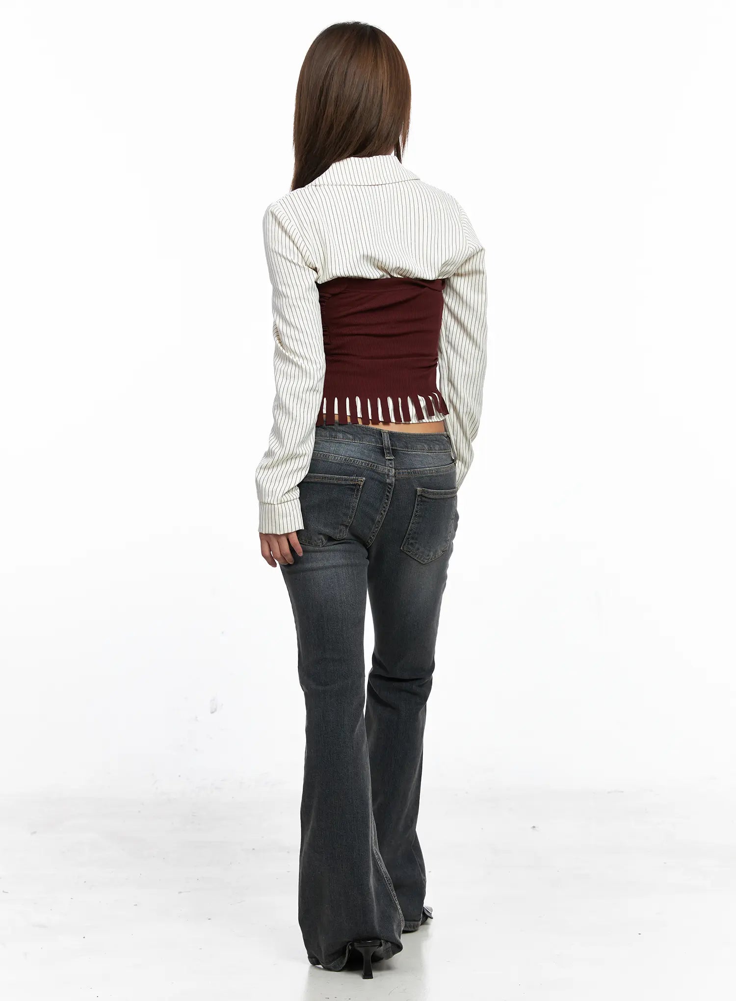 Elani Hip-pad Low-Rise Flared Jeans CO513