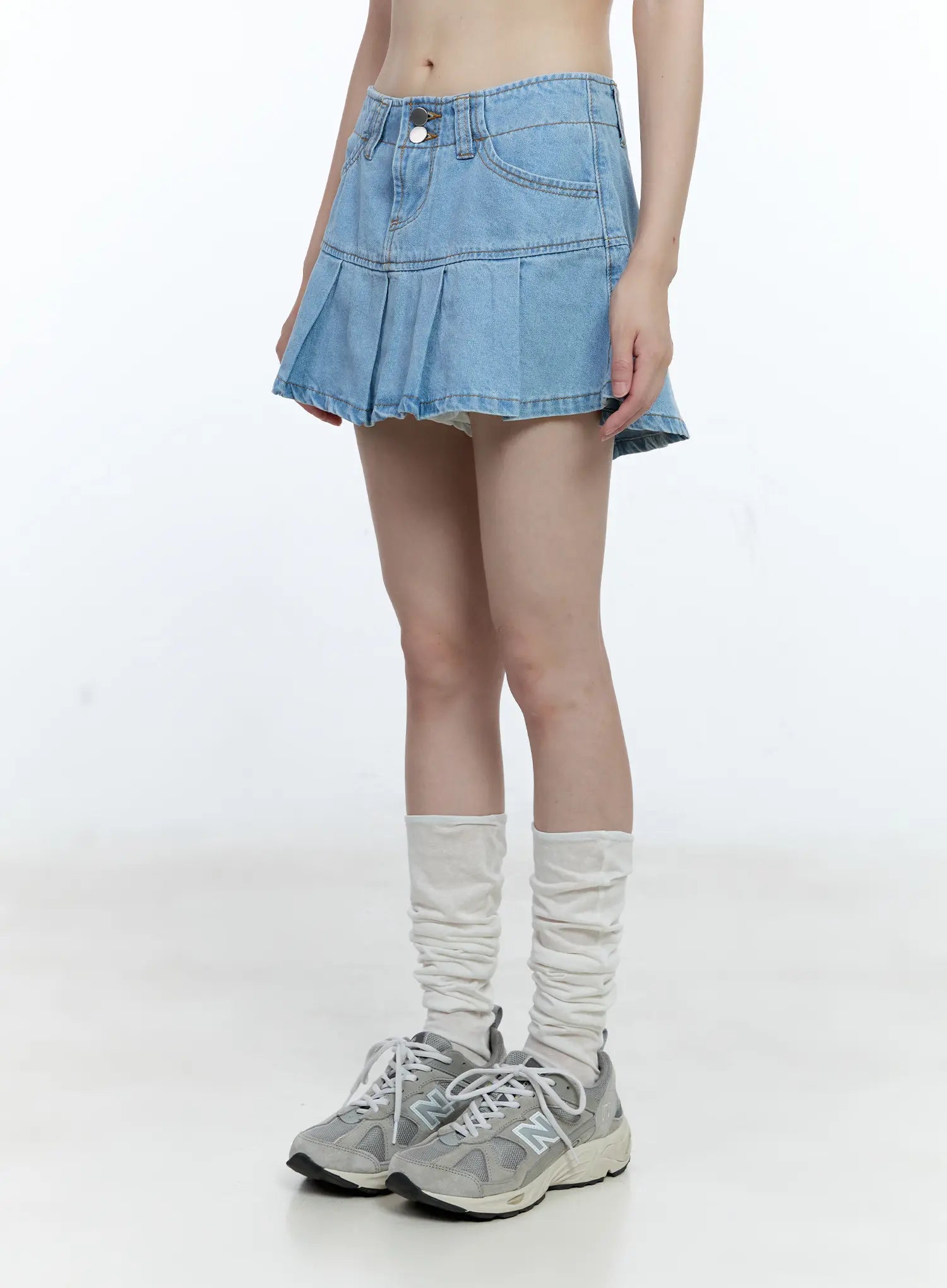 Pleated Denim Mini Skort CG511