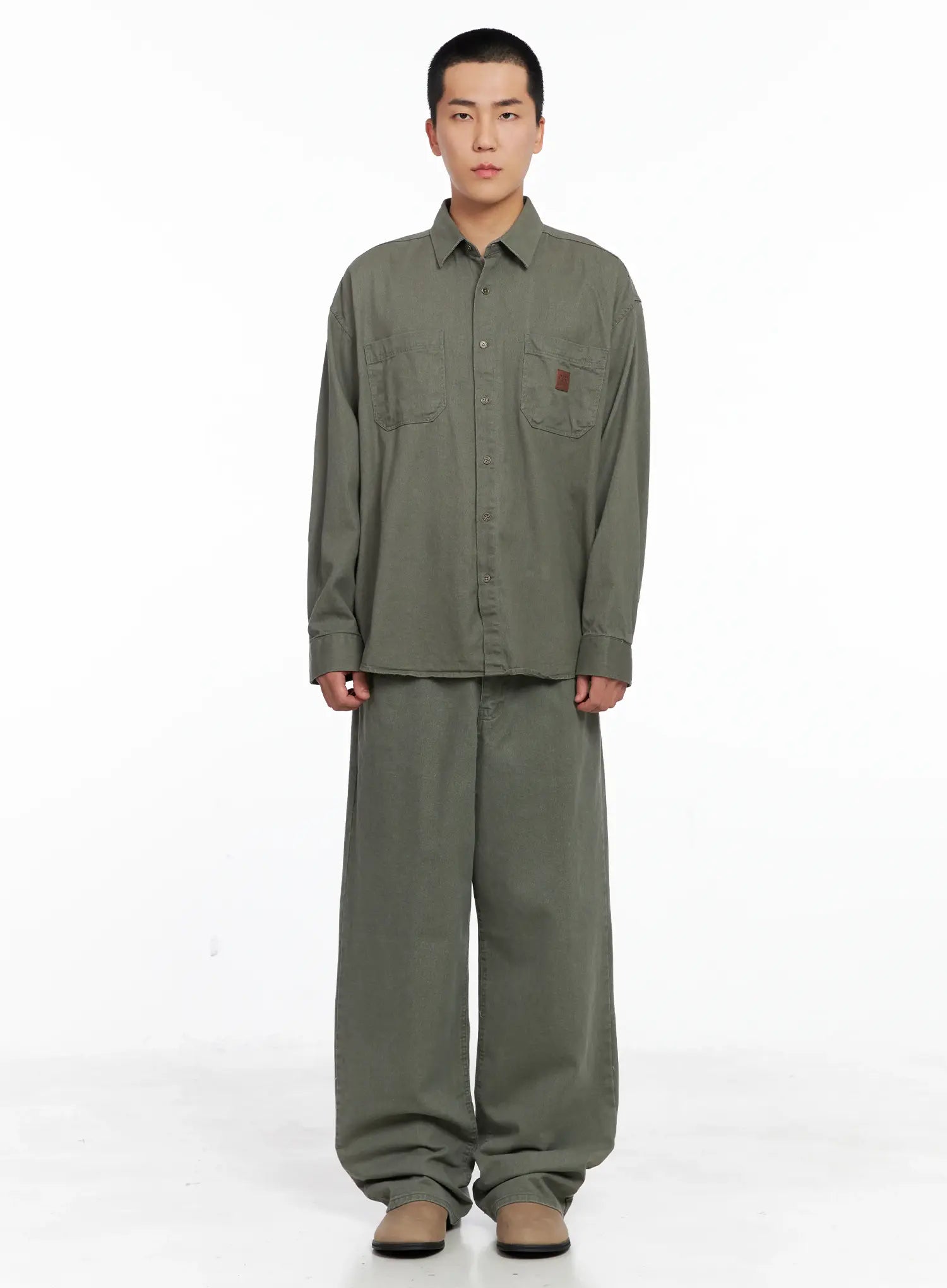 Men's Cozy Cotton Button-Up Shirt IG529