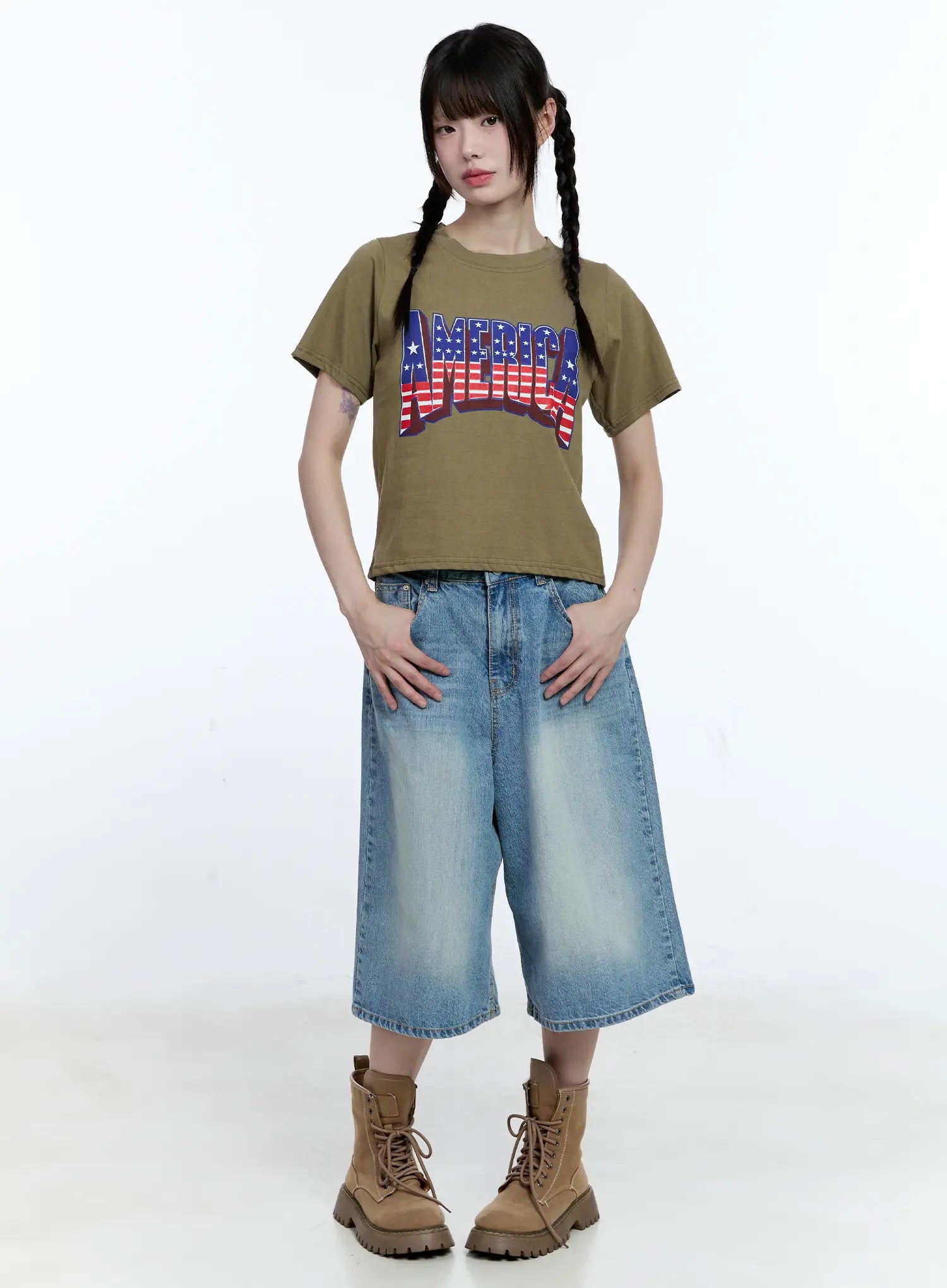 Washed Wide-Leg Jorts CG507