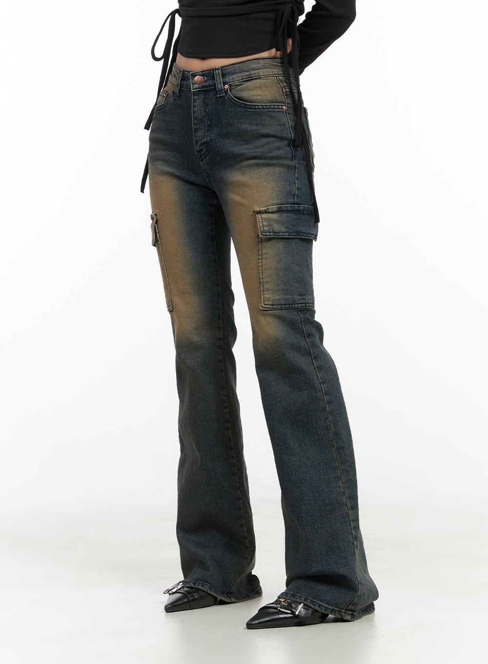 Jada Vintage Washed Pocket Slim Bootcut Jeans CG422