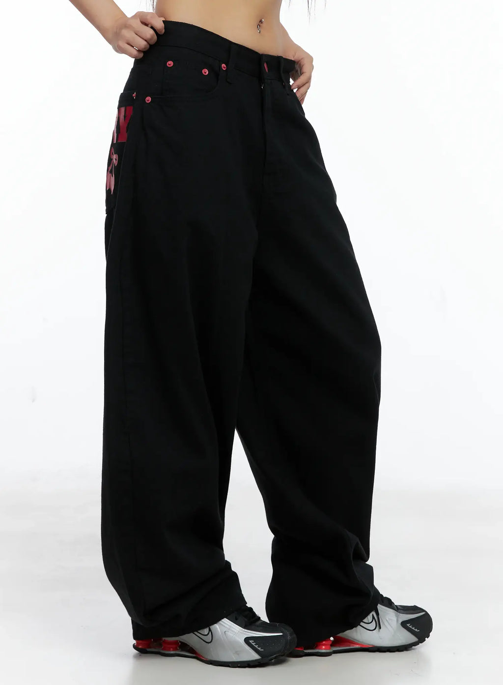 Cherry Back-Print Wide-Leg Cotton Pants CS505