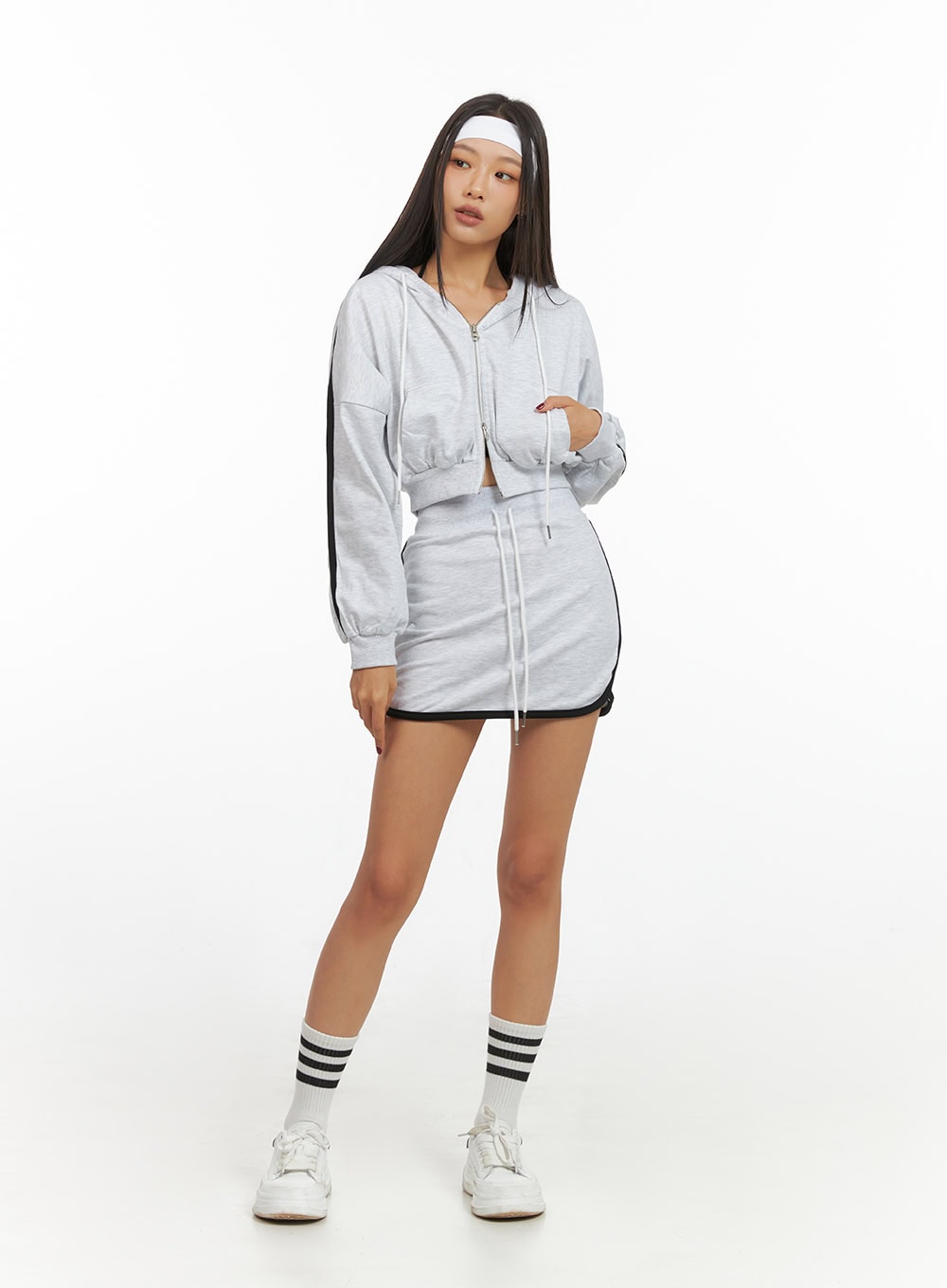 Cotton Zip- Up Track Hoodie IS427