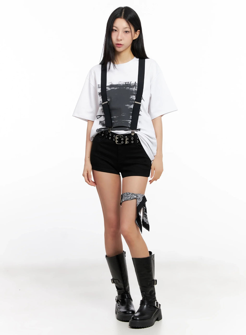 Brushstroke Graphic Oversized Tee IG508