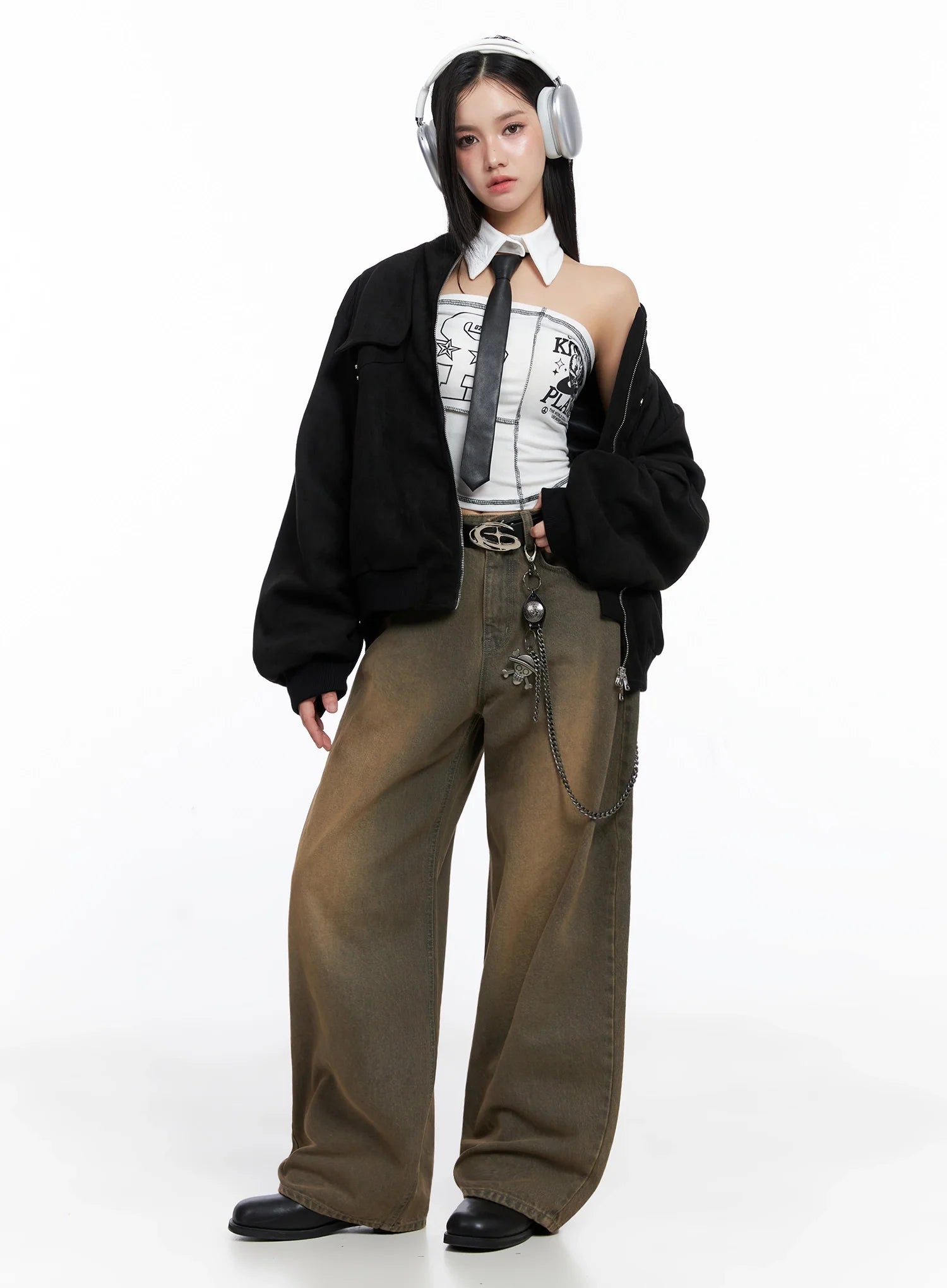 STR Mirren Brown Washed Baggy Jeans IS525