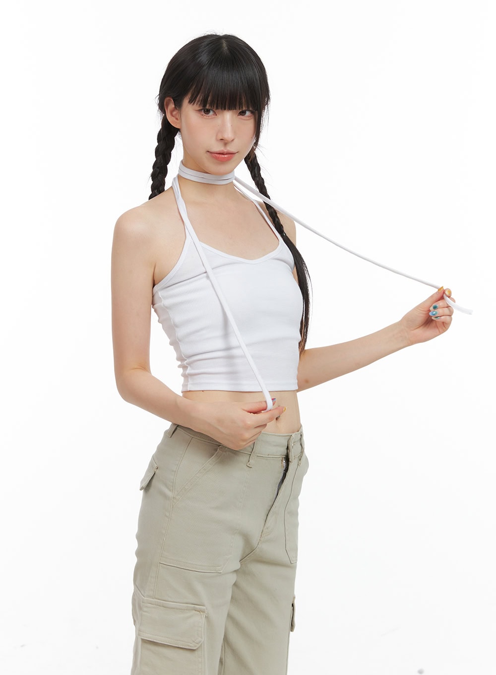 Tie Neck Crop Sleeveless Top CG408