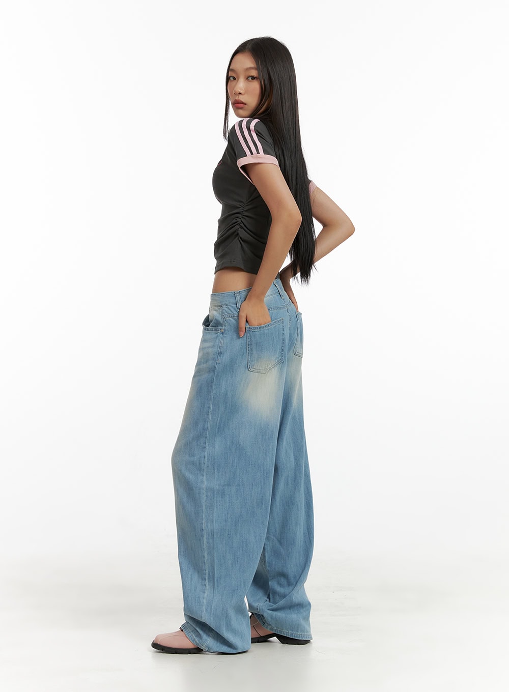 Washed Comfort Baggy Jeans CU414