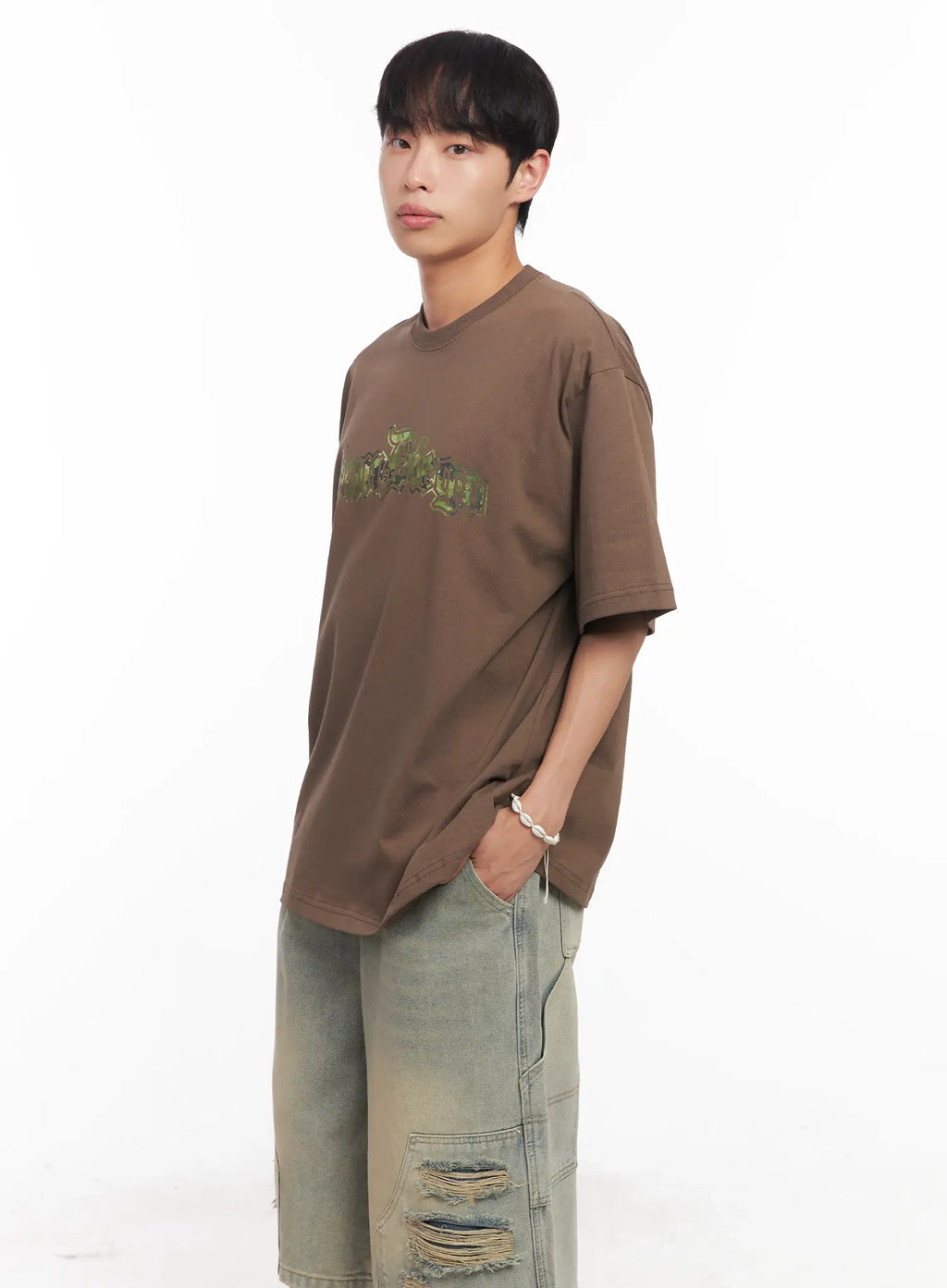 Men's Camo Graphic Oversized Tee IU518
