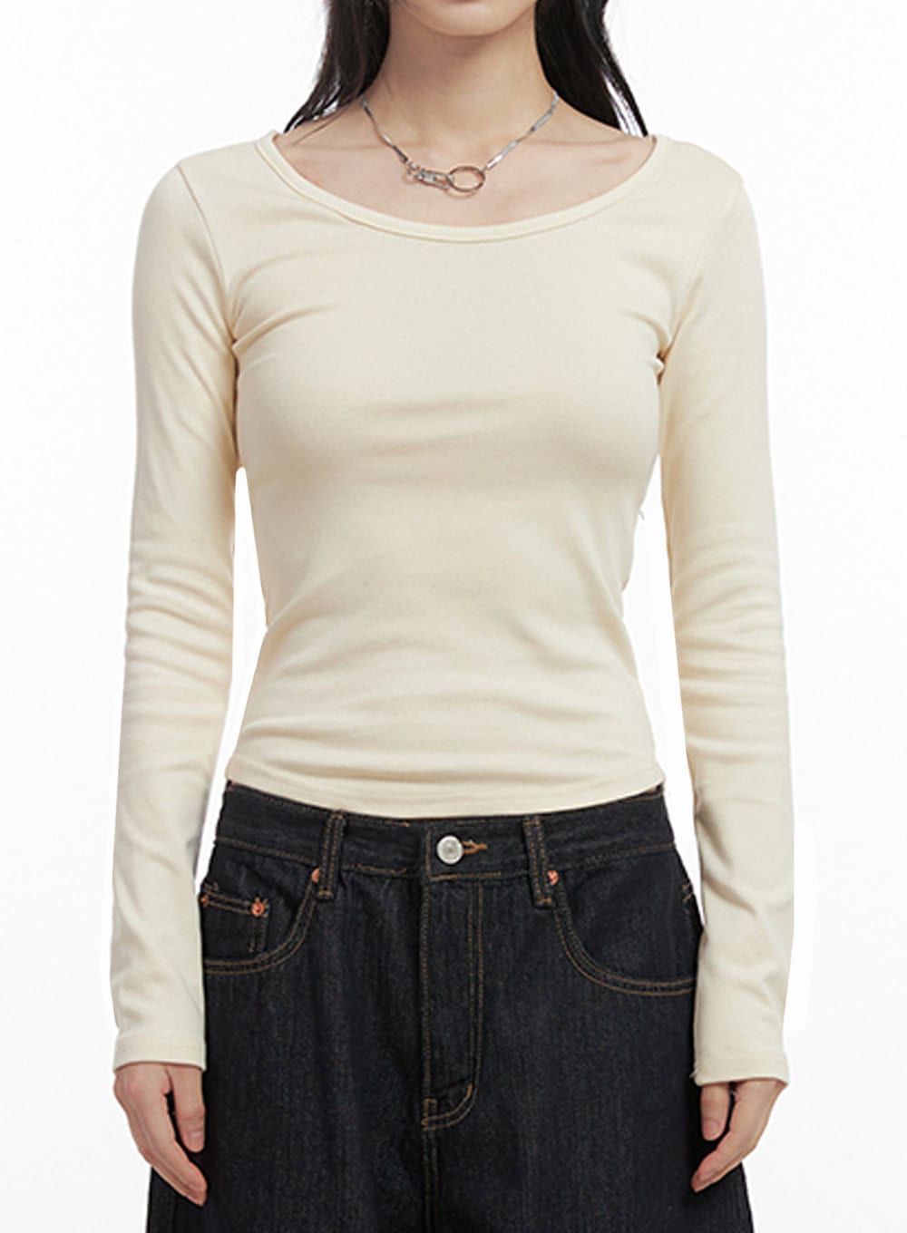 Slim-Fit Cropped U-Neck Top  IN427