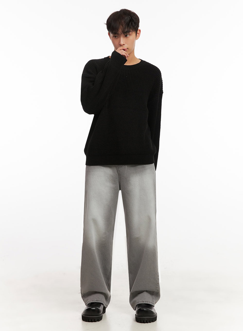 Men's Wide-Fit Washed Denim Jeans ID431