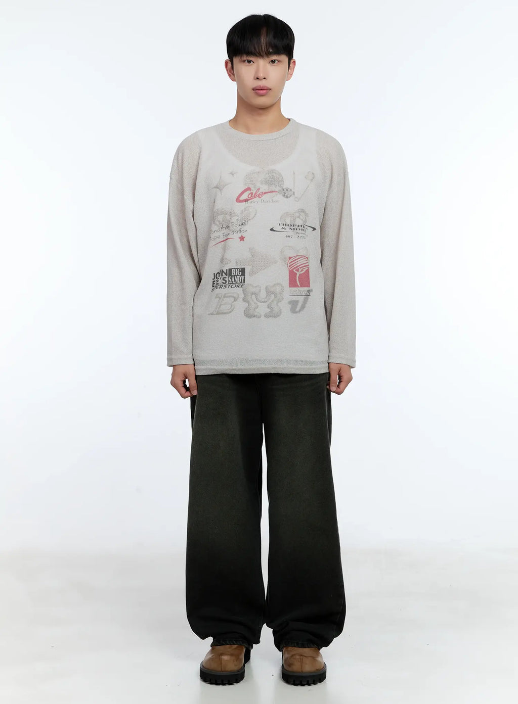 Men's Graphic Linen Long-Sleeve Tee IL515