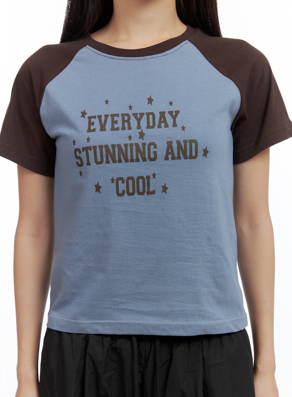 Cotton Lettering Raglan Crop Top CL418