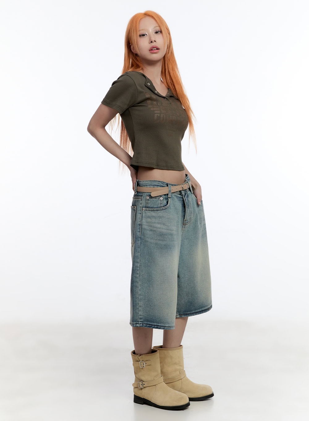 Washed Midi Baggy Jorts CY530