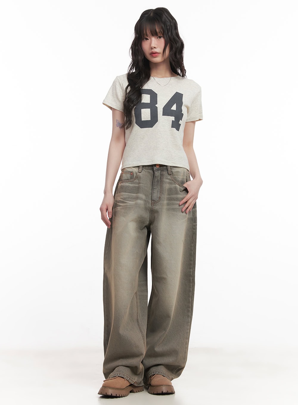Joey Washed Wide-Leg Jeans CM528