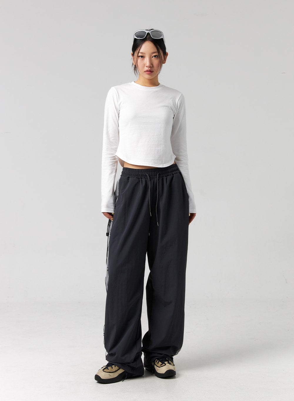 Wide-Leg Nylon Pants CG325