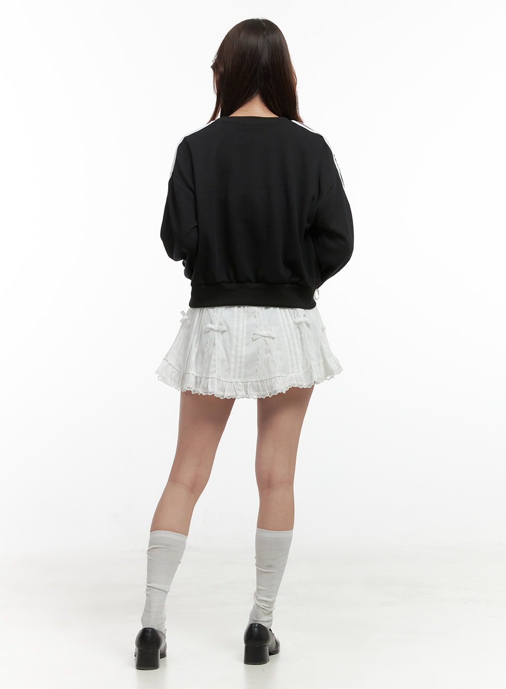 Ribbon-Lined Cotton Sweatshirt OO421