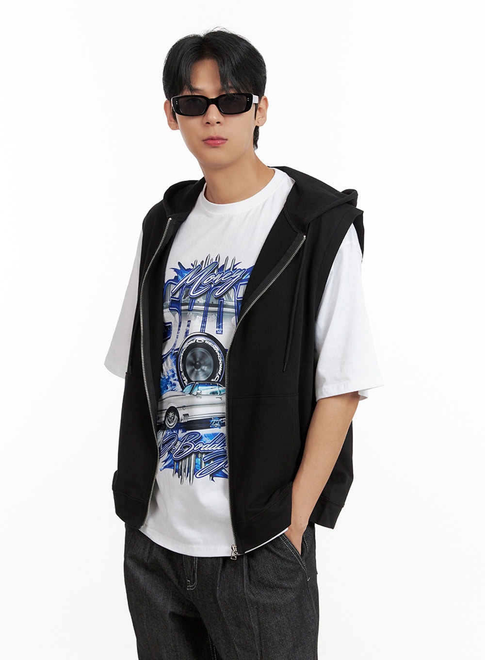 Men's Hooded Zip-Up Vest IL404