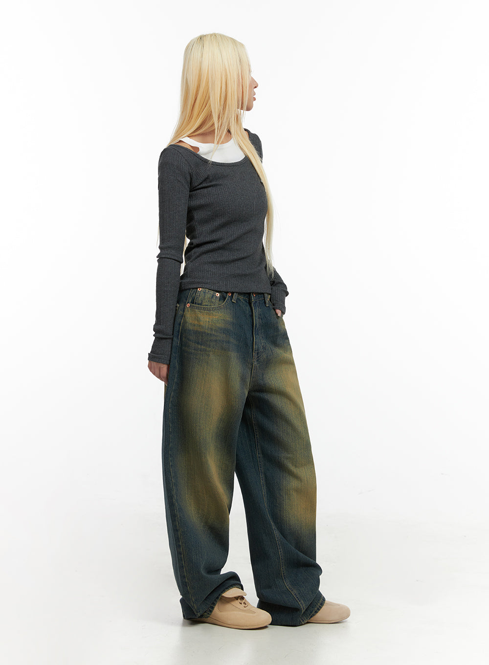 Georgia Vintage Wash Baggy Denim Jeans CO414