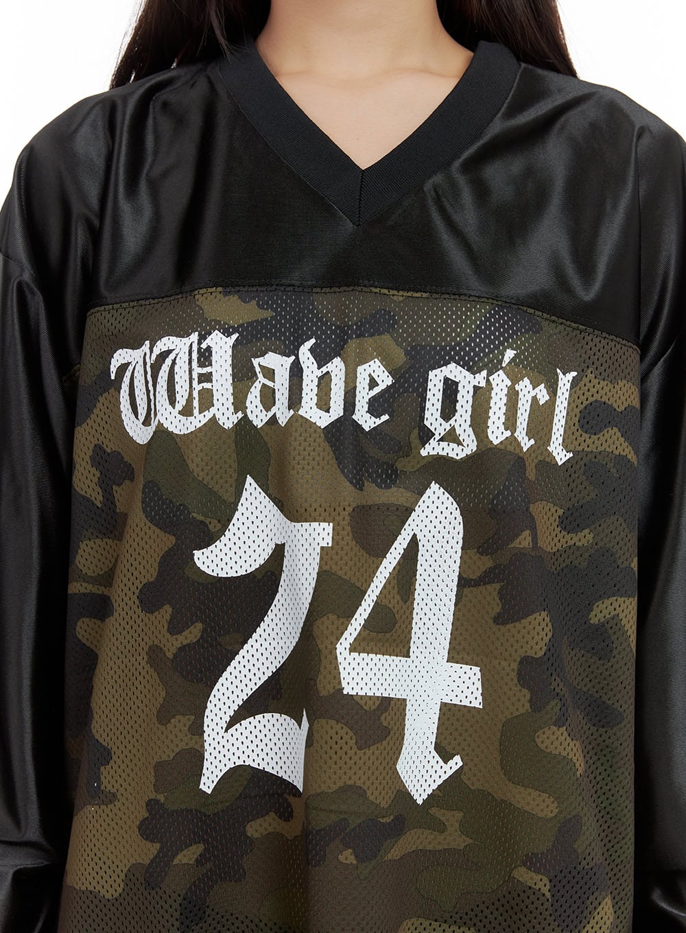 Oversized Camo Print Jersey Long Sleeve CS404
