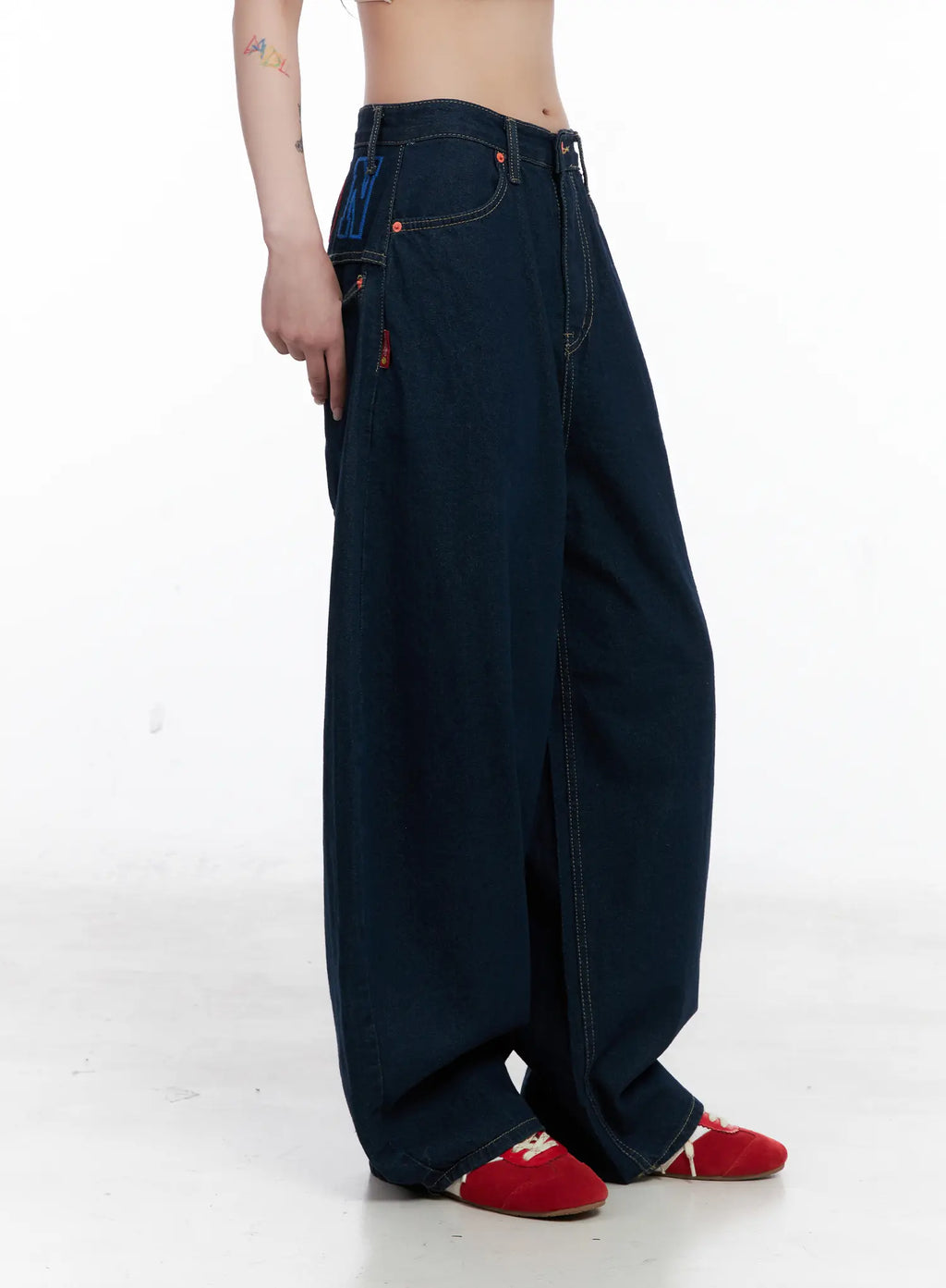 Carina Back Print Baggy Jeans CS529