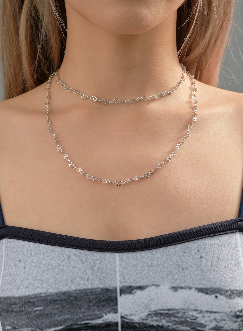 Heart Chain Layered Necklace CJ27