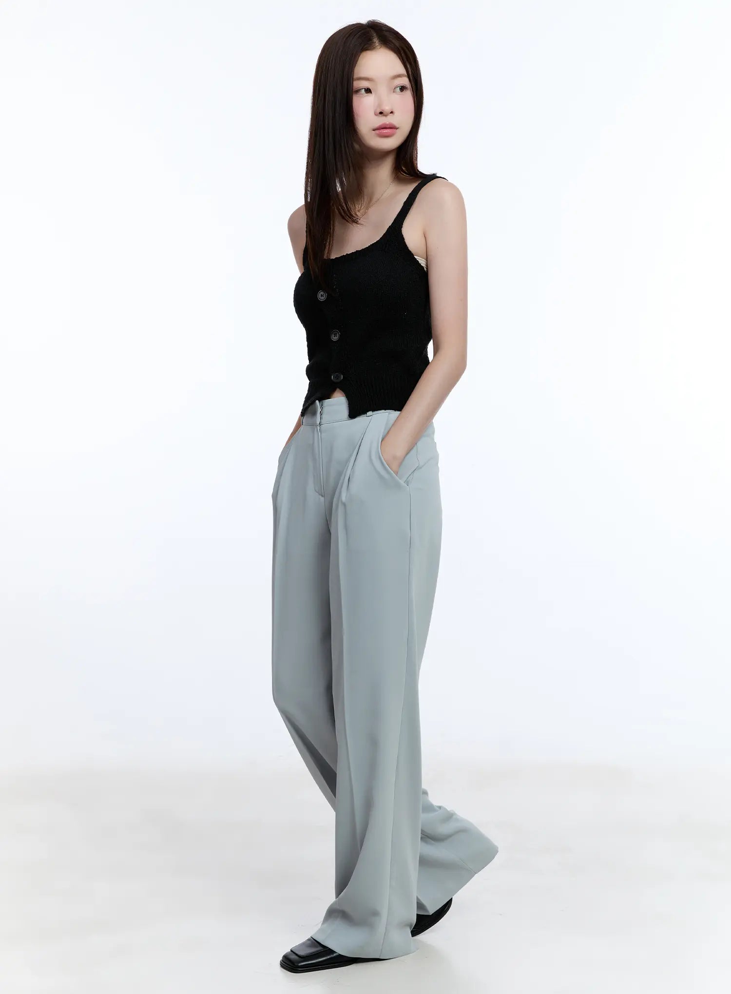 Pintuck Wide-Fit Pants CU513