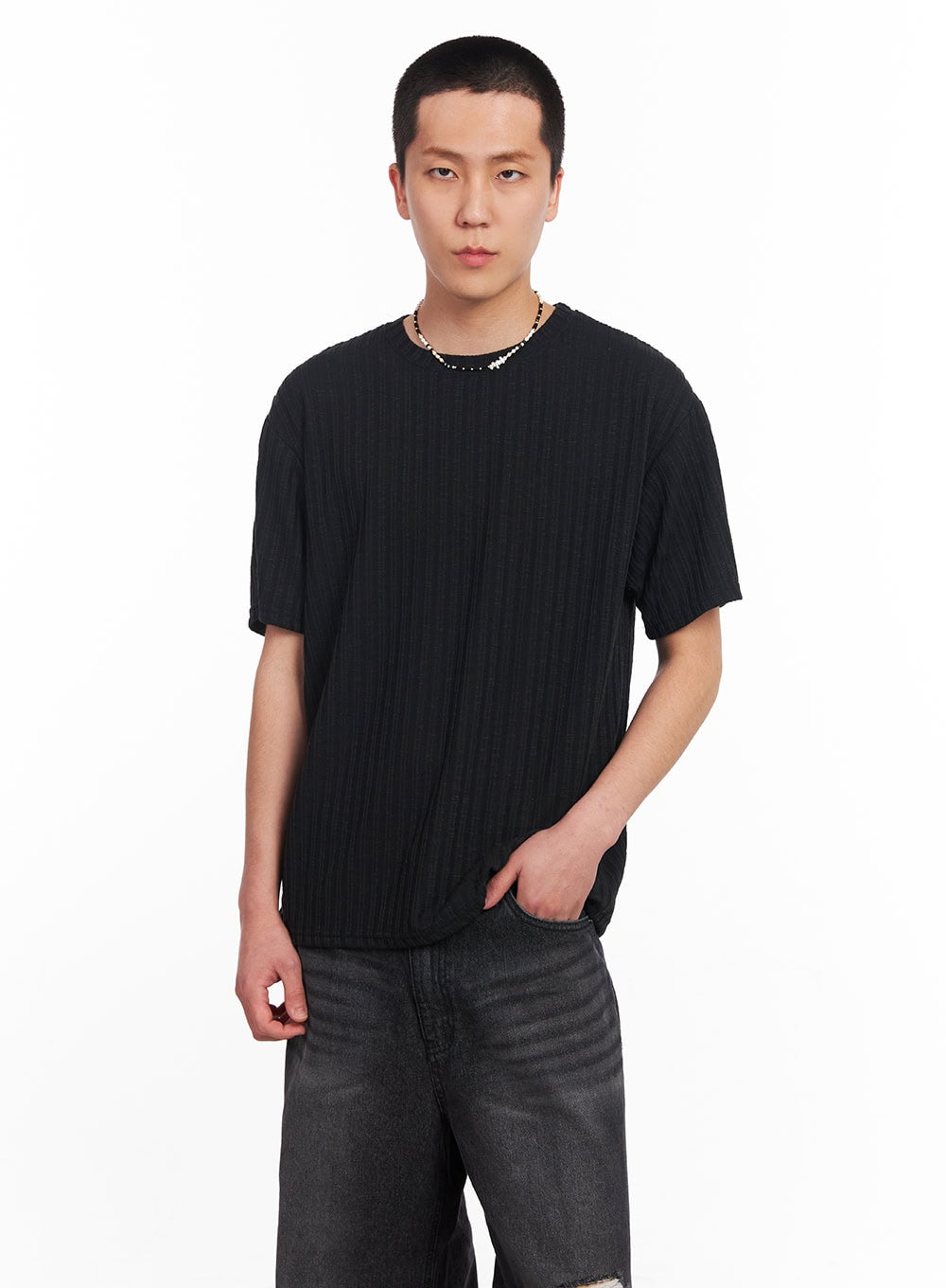 Men's Knit Ribbed T-Shirt IU503