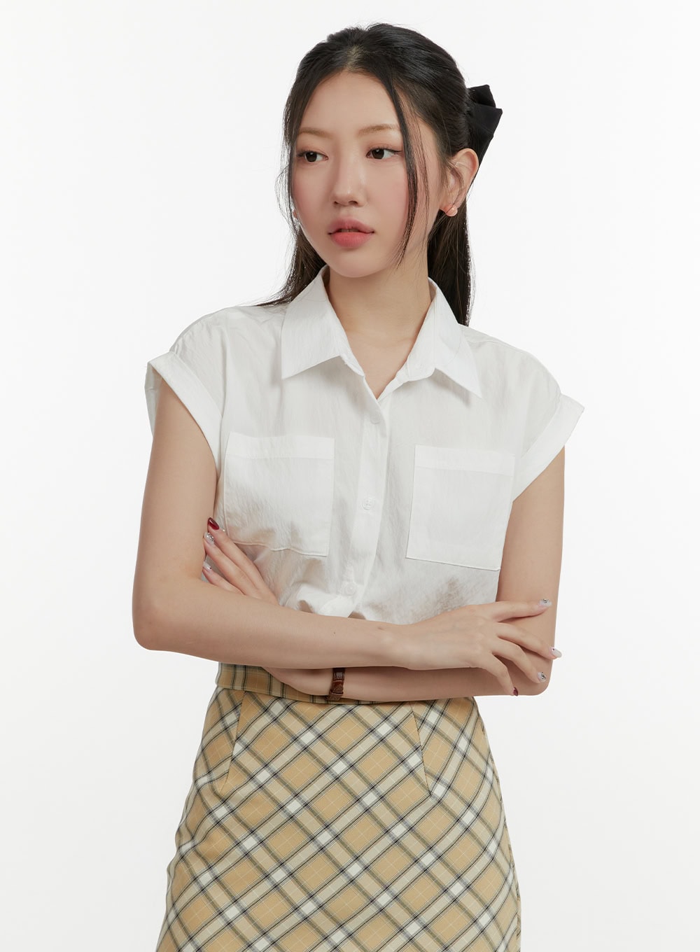 Solid Sleeveless Blouse OY413