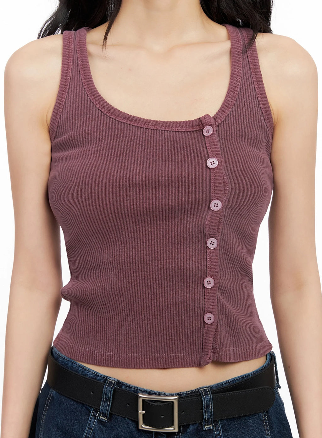 Ribbed Button-Up Tank Top IG508