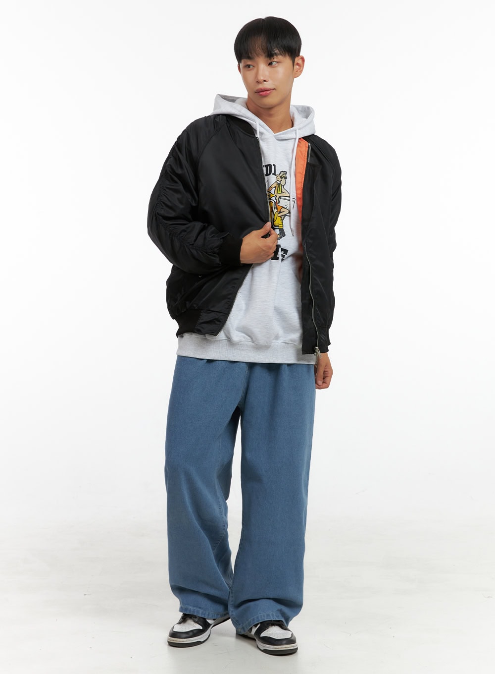 Men's Pintuck Wide Fit Cotton Denim Jeans IS419