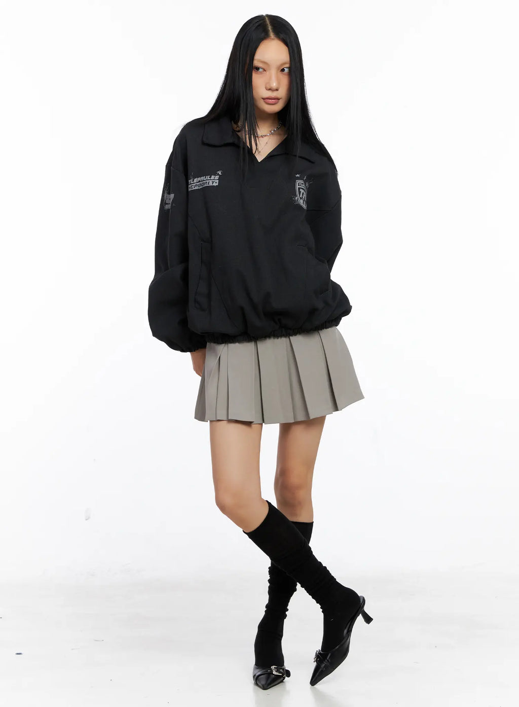 Casual Oversized Graphic Banding Sweatshirt CS509