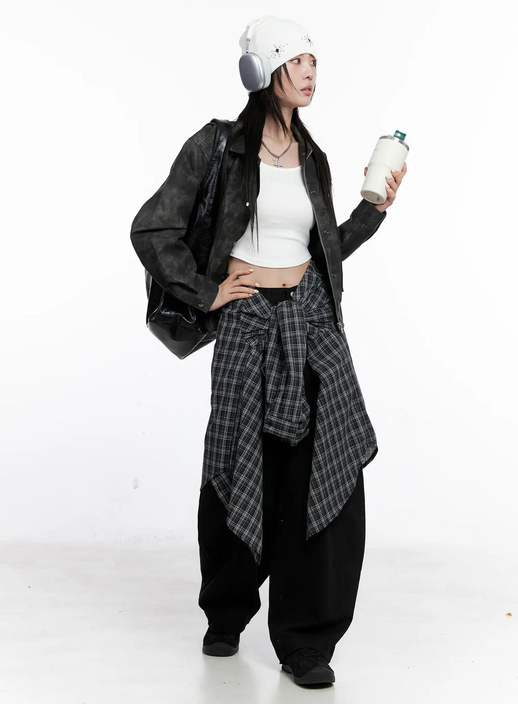 Vintage Washed Faux Leather Jacket CS512