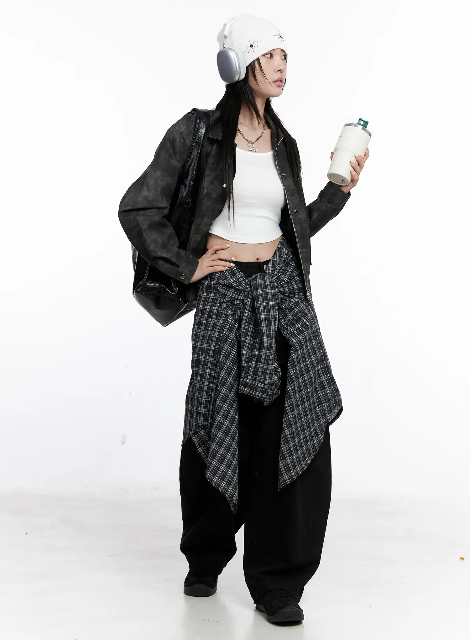 Vintage Washed Faux Leather Jacket CS512