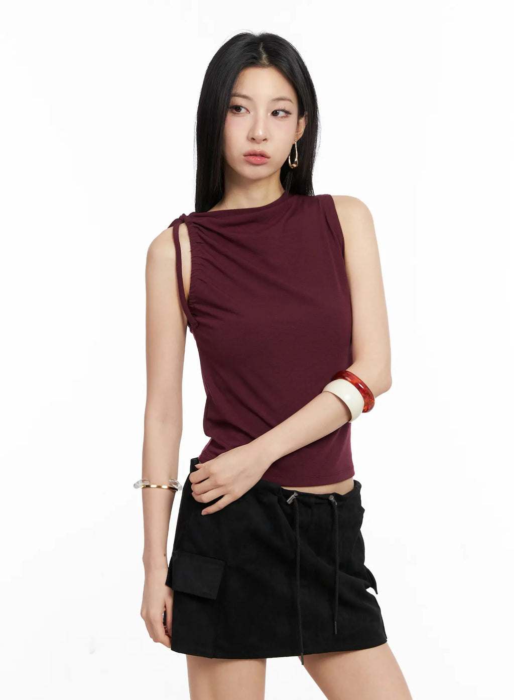 Ruched String Crop Top CC1109