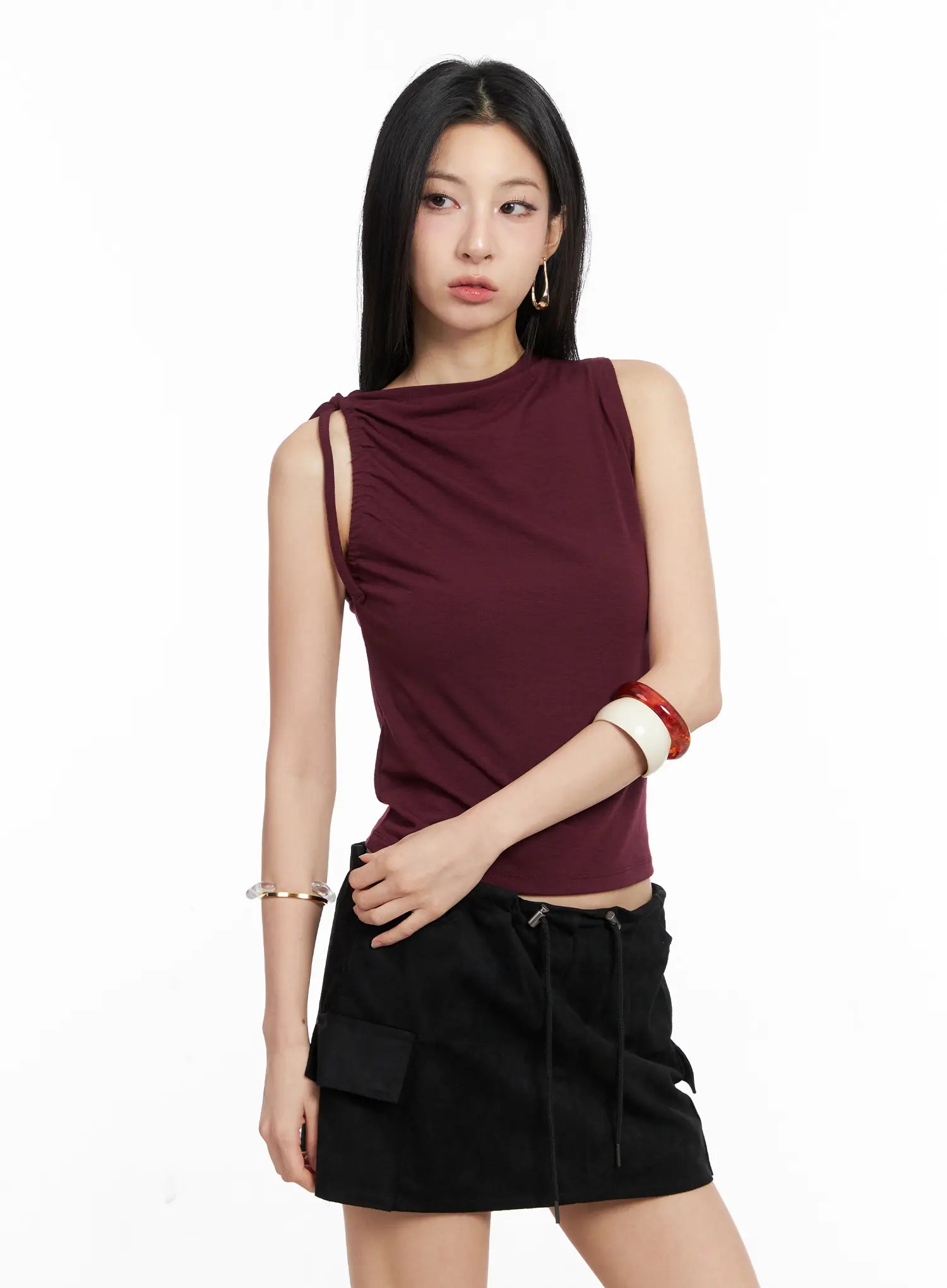 Ruched String Crop Top CC1109