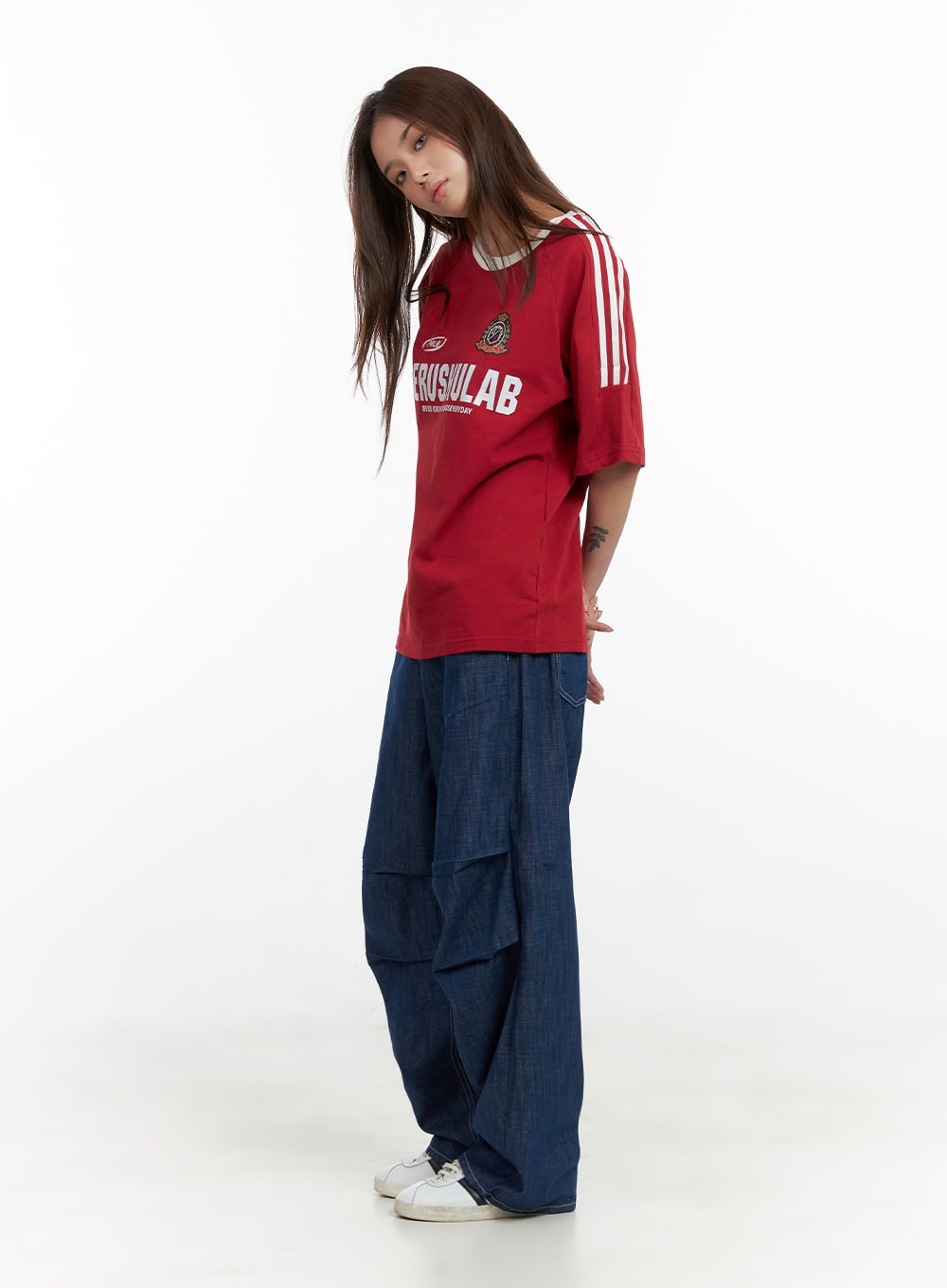 Pintuck Wide Baggy Jeans CL404