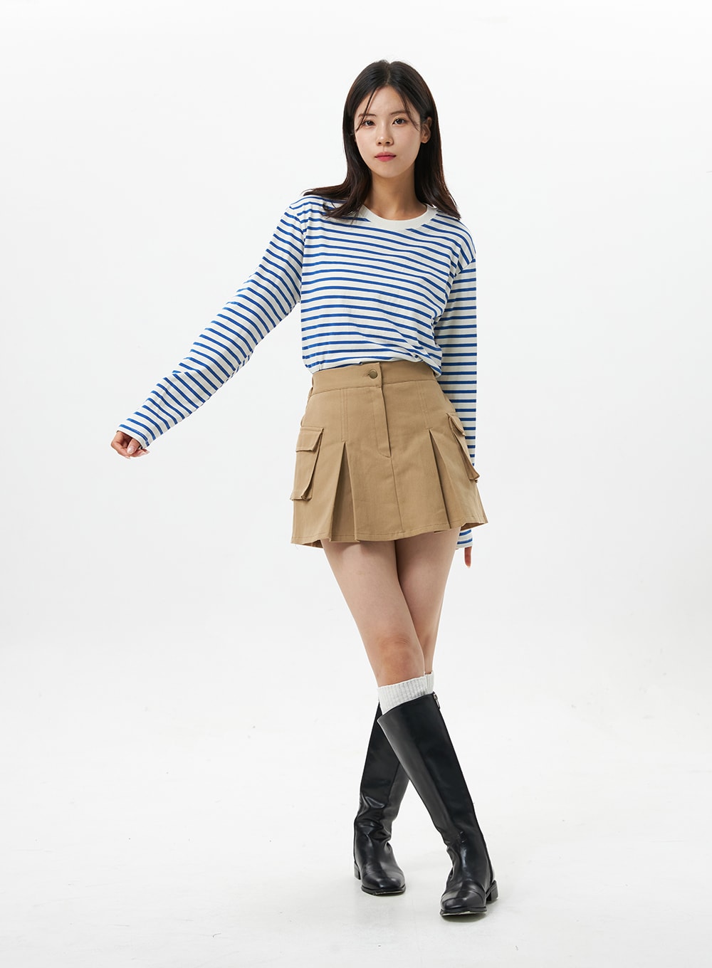 Stripe Cotton Long Sleeve Top OS321