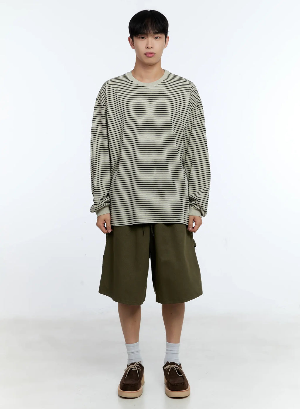 Men's Striped Crewneck Long Sleeve T-Shirt IG519